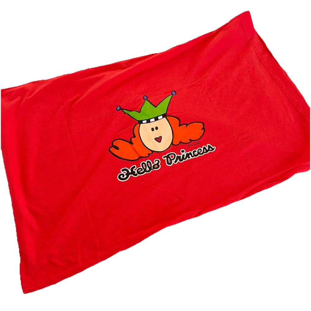 VTG Y2K 1999 Girlie Hello Princess Pillowcase Orange Joker Girl Cute Cottagecore
